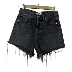 AGOLDE Womens Size 23 Black Parker Vintage Cutoff Distressed Denim Shorts